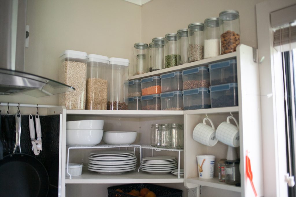 Organized Tiny Kitchen Open Shelving Storage