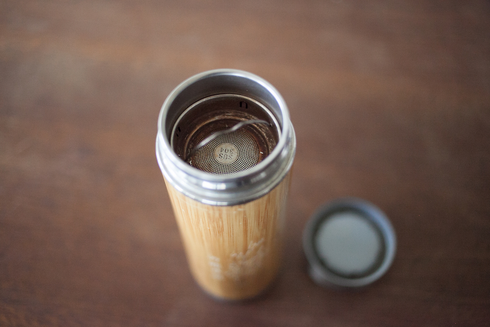 loose leaf tea thermos with bamboo casing