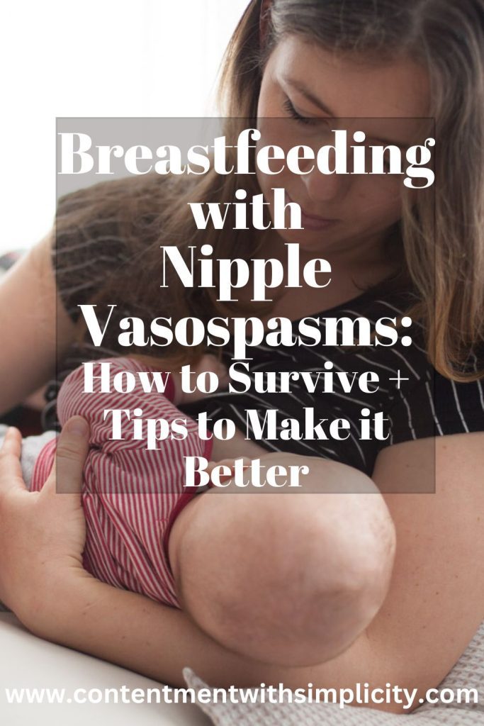 Breastfeeding with Nipple Vasospasms Pinterest pin Graphic
