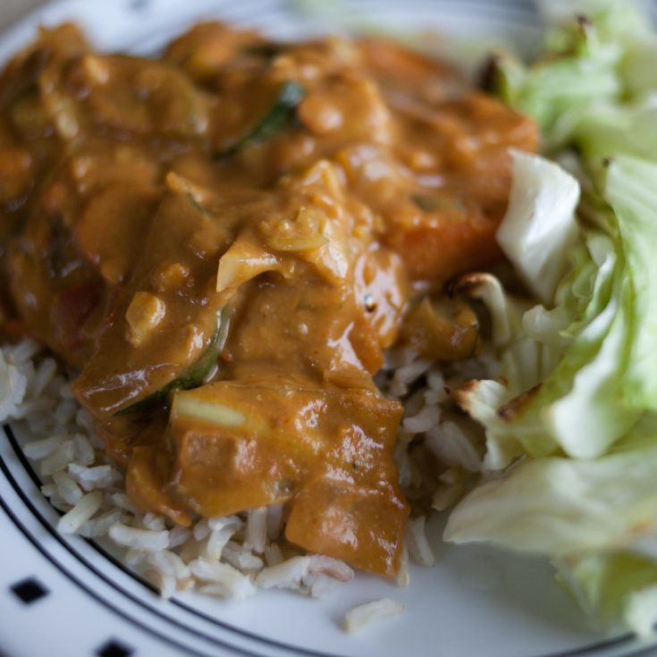peanut butter curry with chicken and vegetables