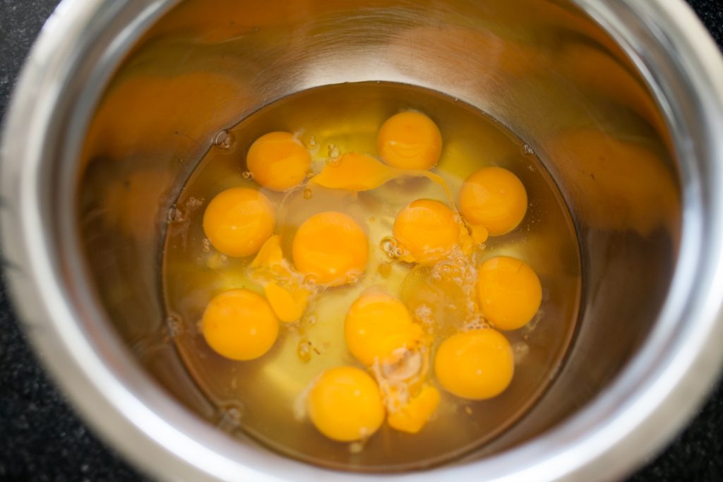 12 eggs cracked in bowl