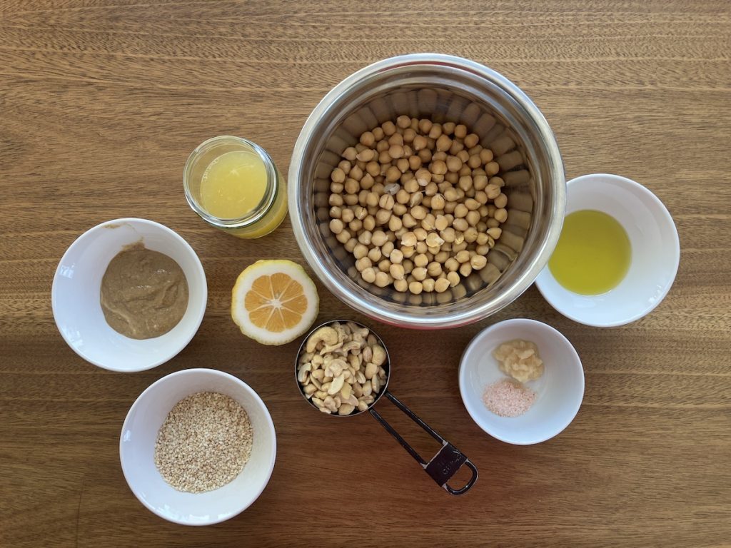 simple hummus ingredients on a table