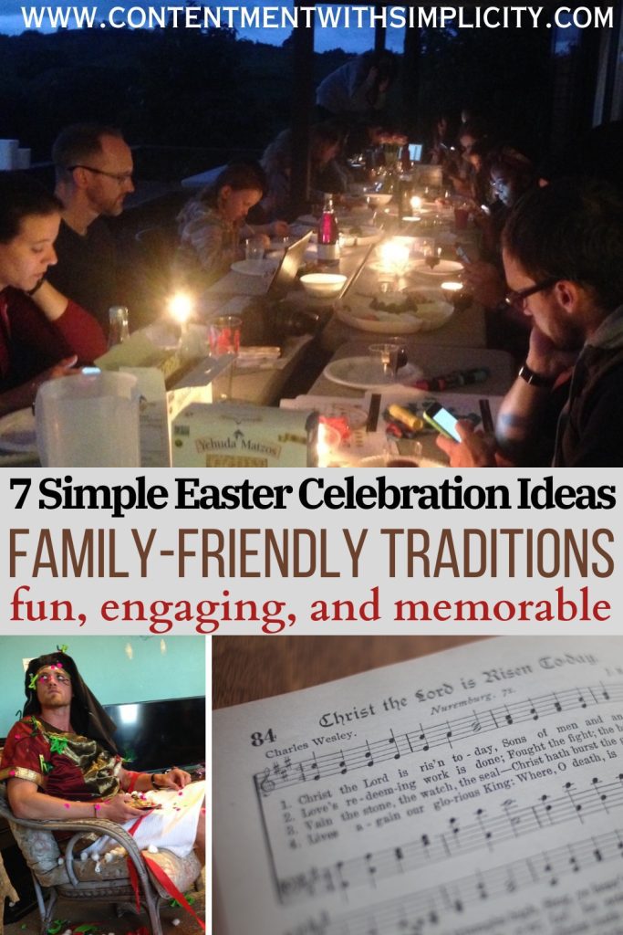 Easter Traditions Pinterest Graphic with Collage of Easter Activities