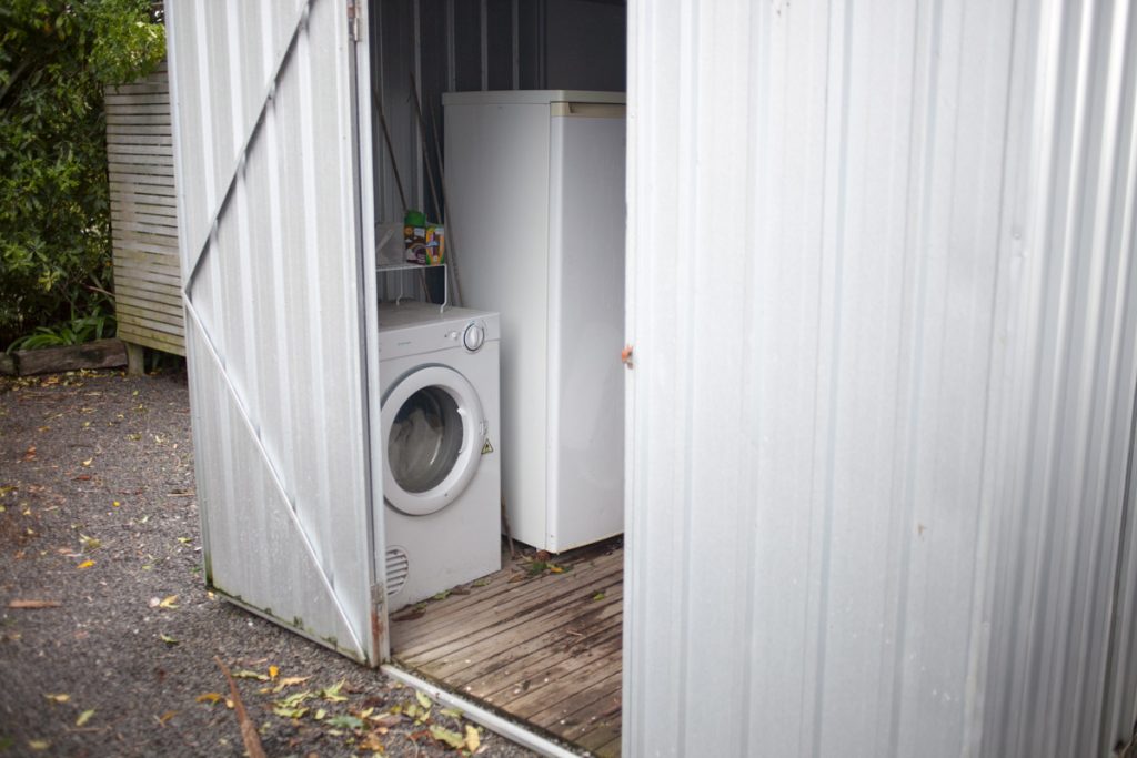 dryer inside storage shed