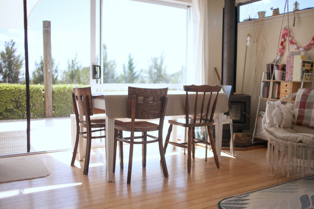 dining room in simple cottage home