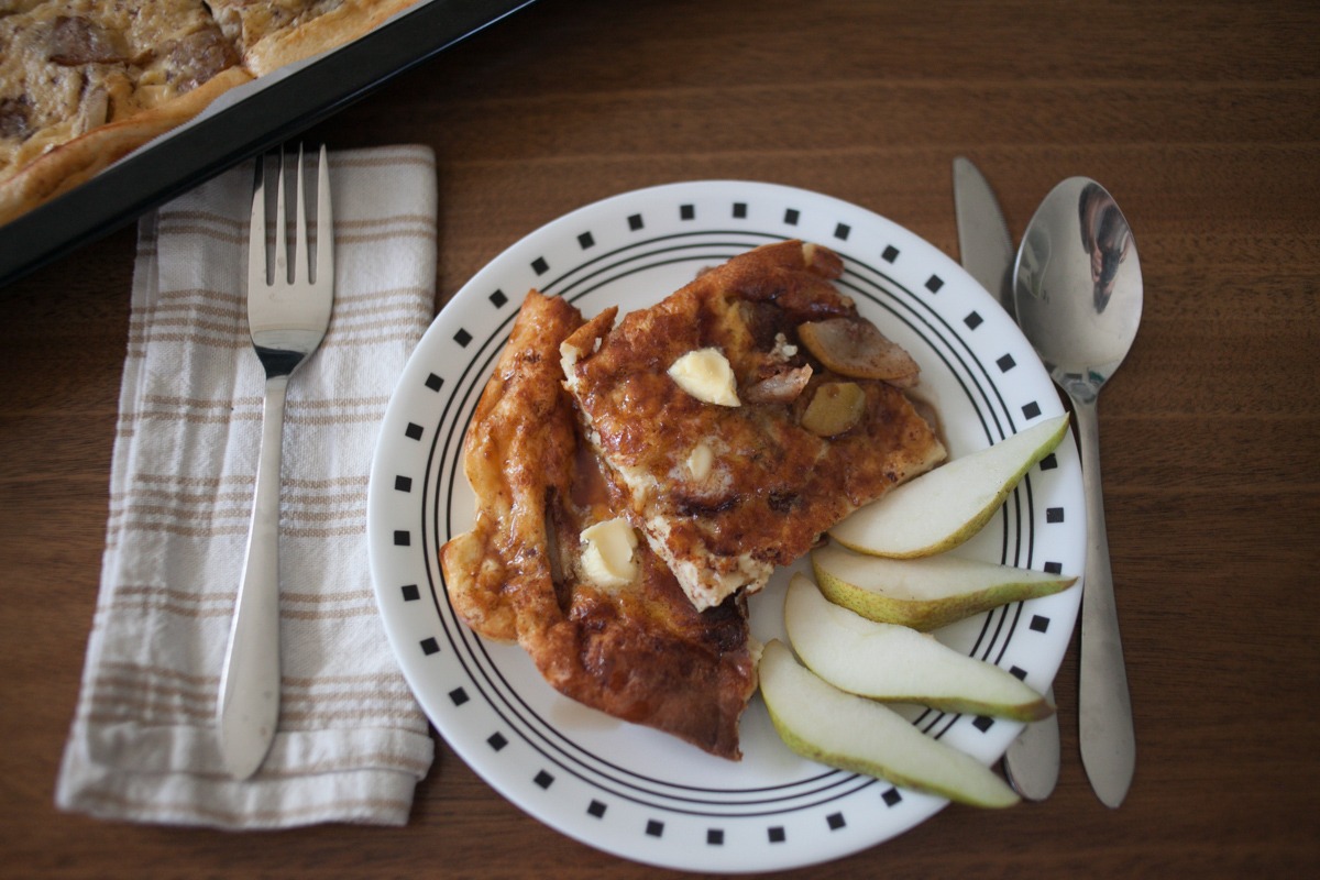 spiced pear german pancake on plate