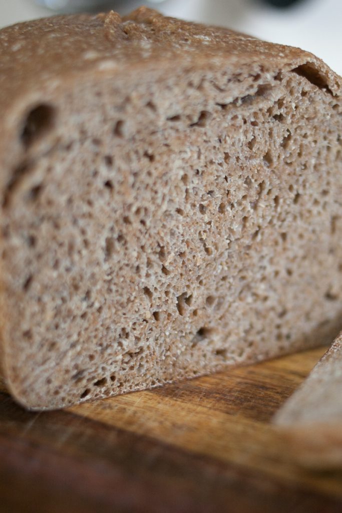 sourdough sandwich loaf of bread made with mostly freshly milled flour hard red wheat berries