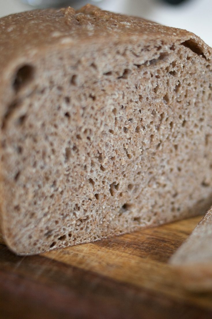 sourdough sandwich loaf of bread made with mostly freshly milled flour hard red wheat berries